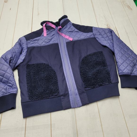 Bass quilted sherpa canvas mixed media bomber winter coat jacket purple - Picture 1 of 9